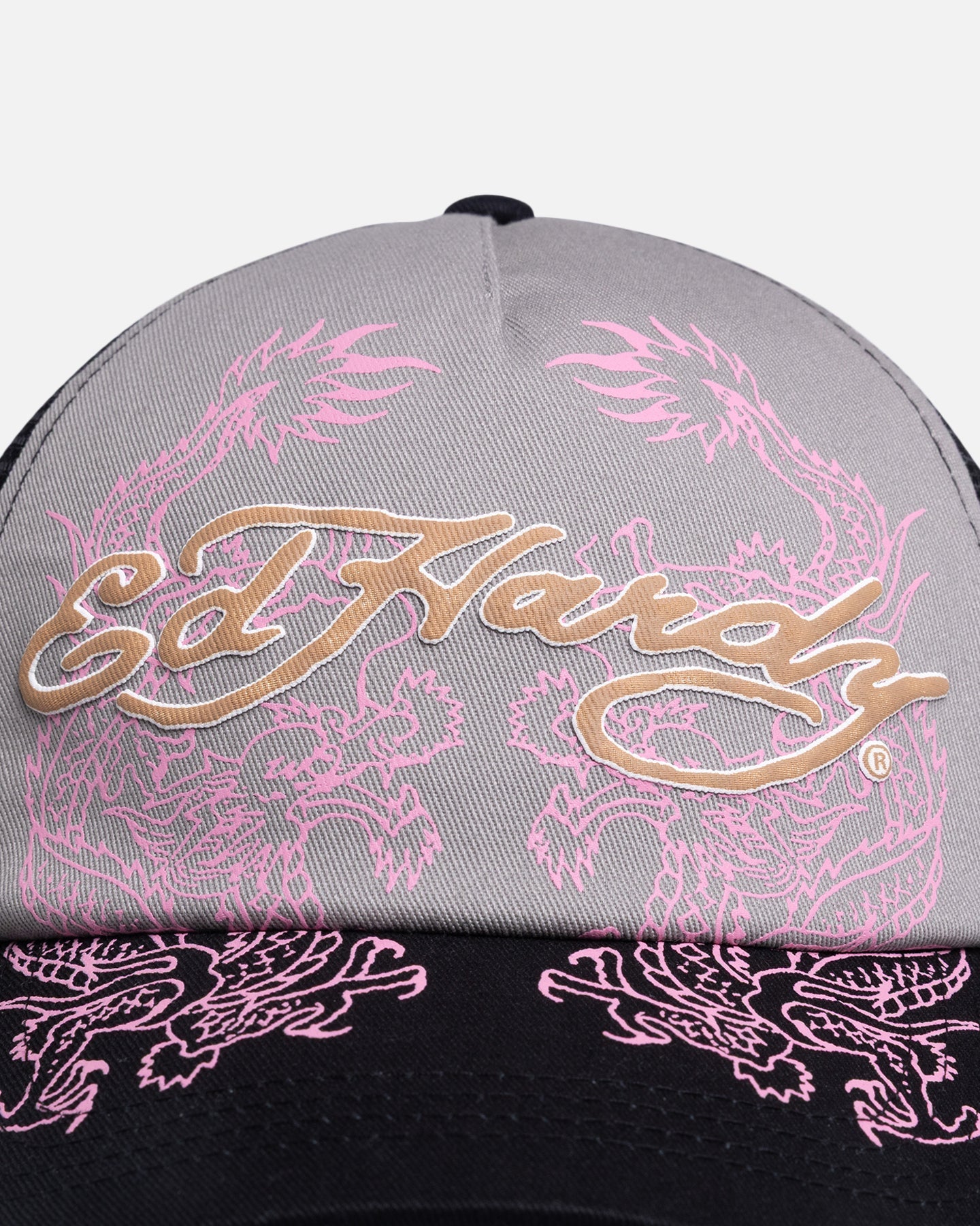 AVILA Ed Hardy Dragon Puffer Trucker Snapback Black/Pink