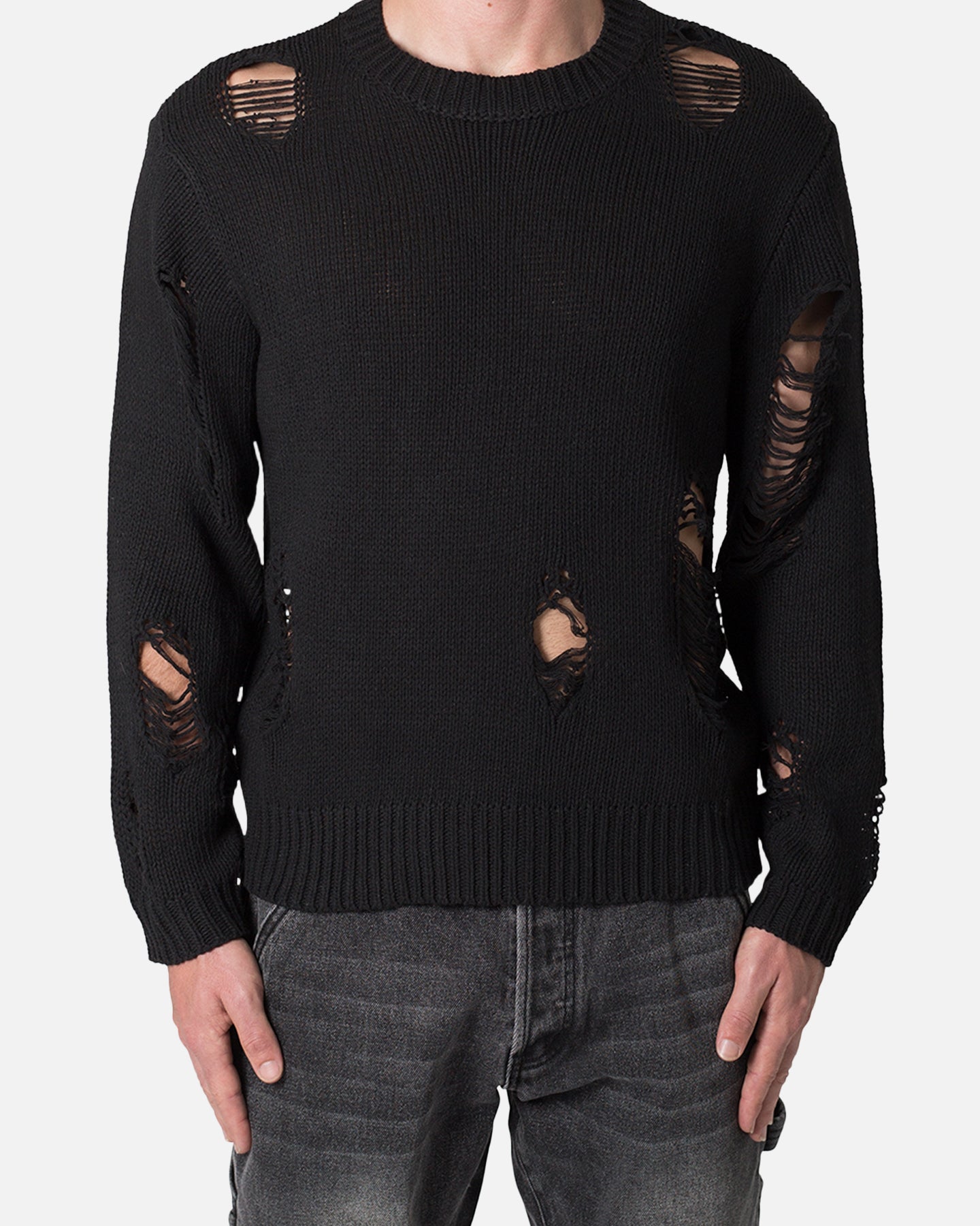 AVILA MNML Distressed Sweater Black