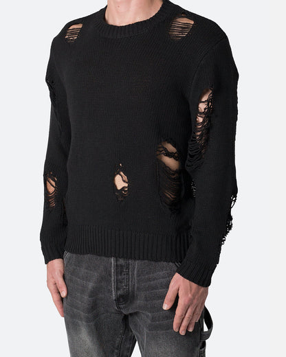 AVILA MNML Distressed Sweater Black