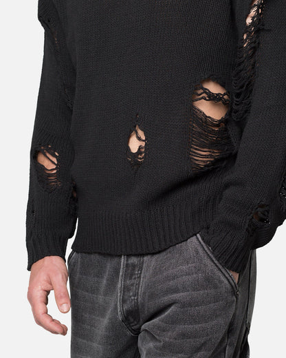 AVILA MNML Distressed Sweater Black