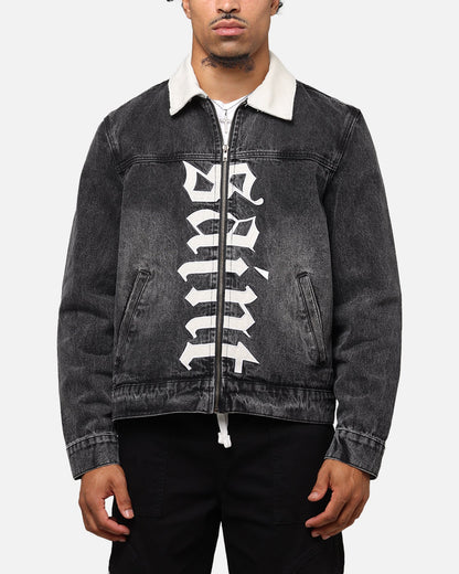 Saint Morta Gothic Distressed Denim Jacket Black Shadow