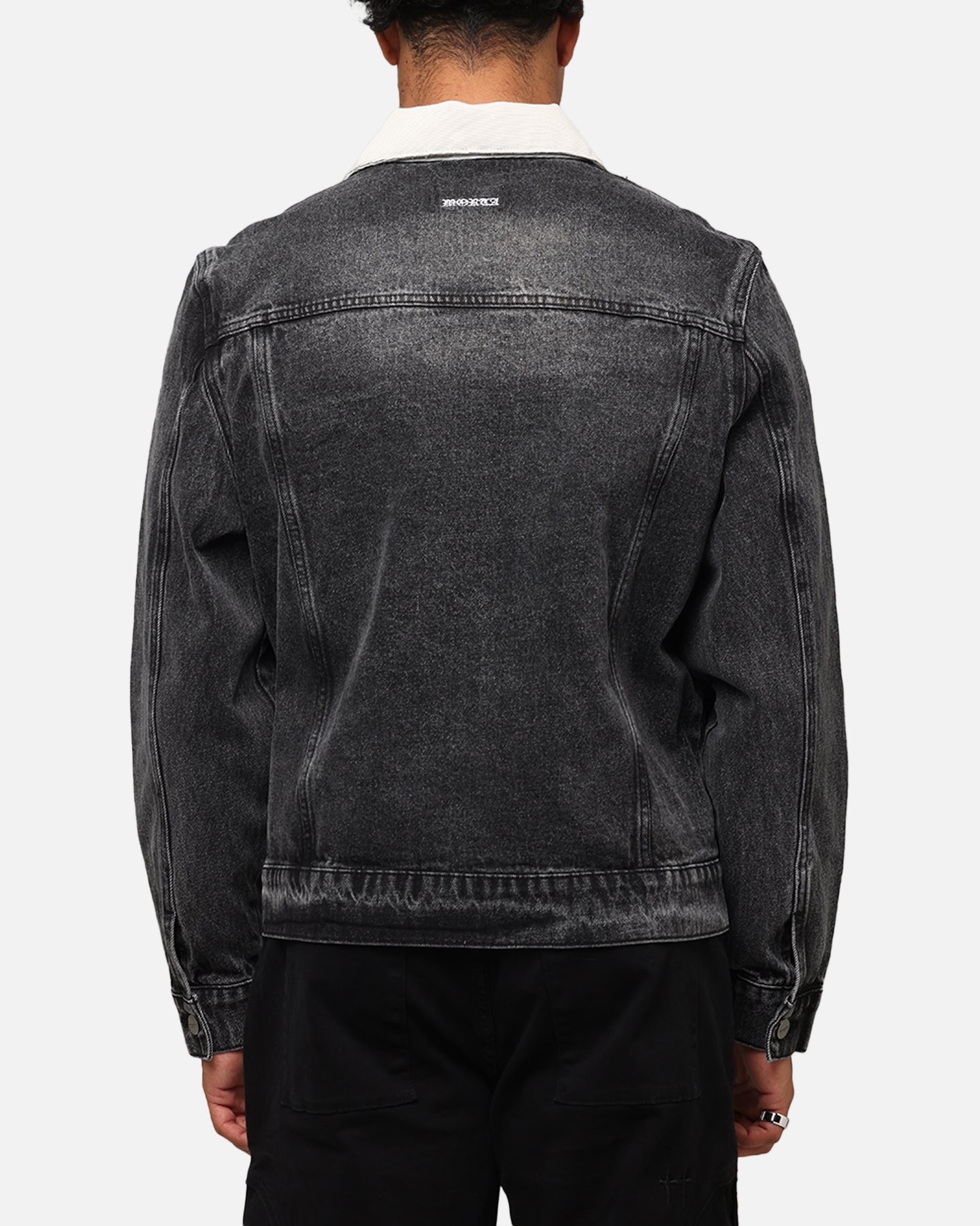 Saint Morta Gothic Distressed Denim Jacket Black Shadow