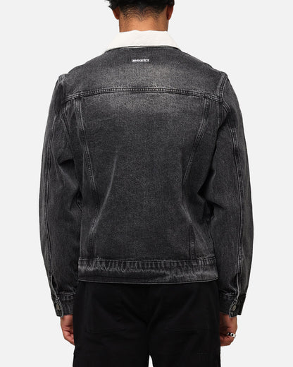 Saint Morta Gothic Distressed Denim Jacket Black Shadow