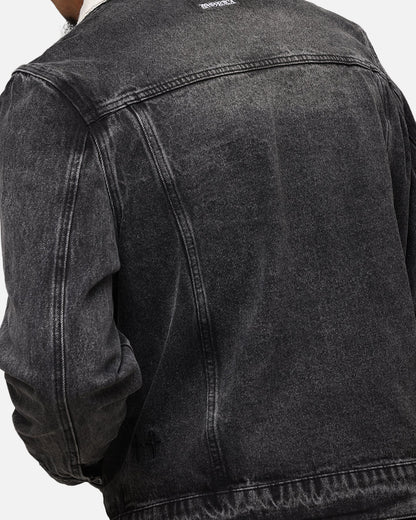 Saint Morta Gothic Distressed Denim Jacket Black Shadow