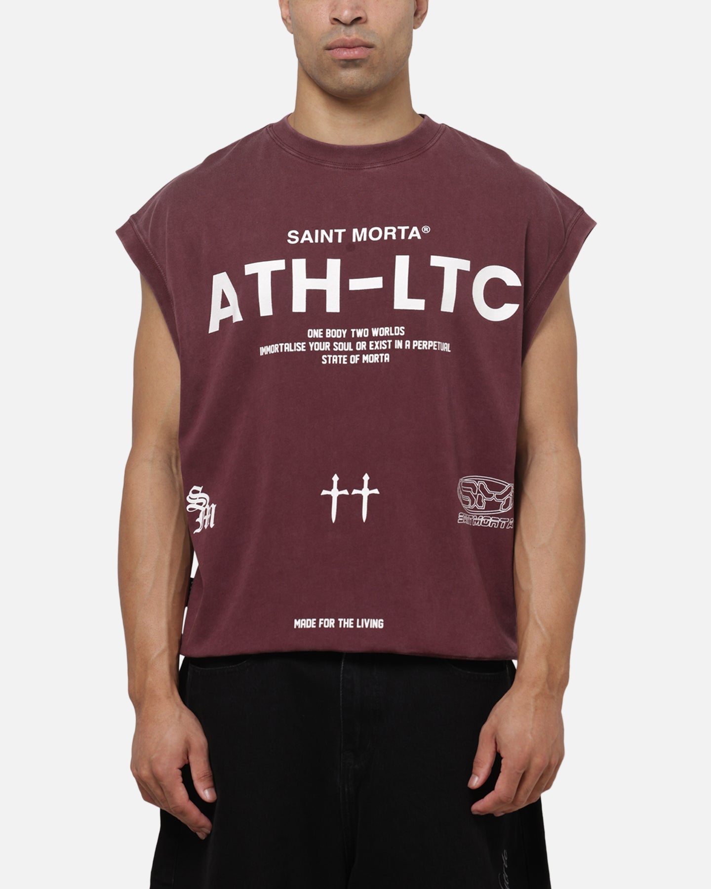 Saint Morta Athletc Cut Off Sweat T-Shirt Pigment Washed