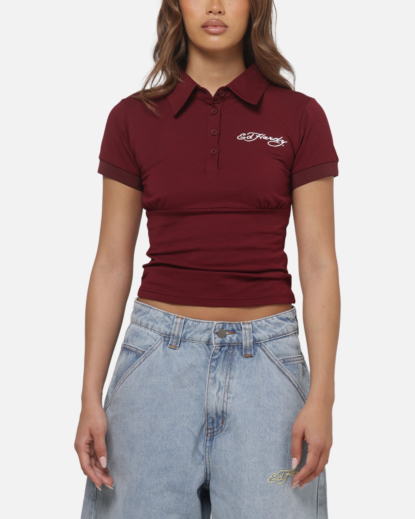 Ed Hardy Women's Polo Top Plum