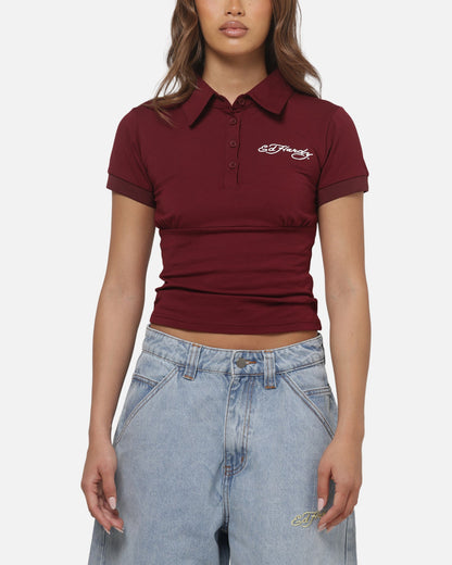 Ed Hardy Women's Polo Top Plum