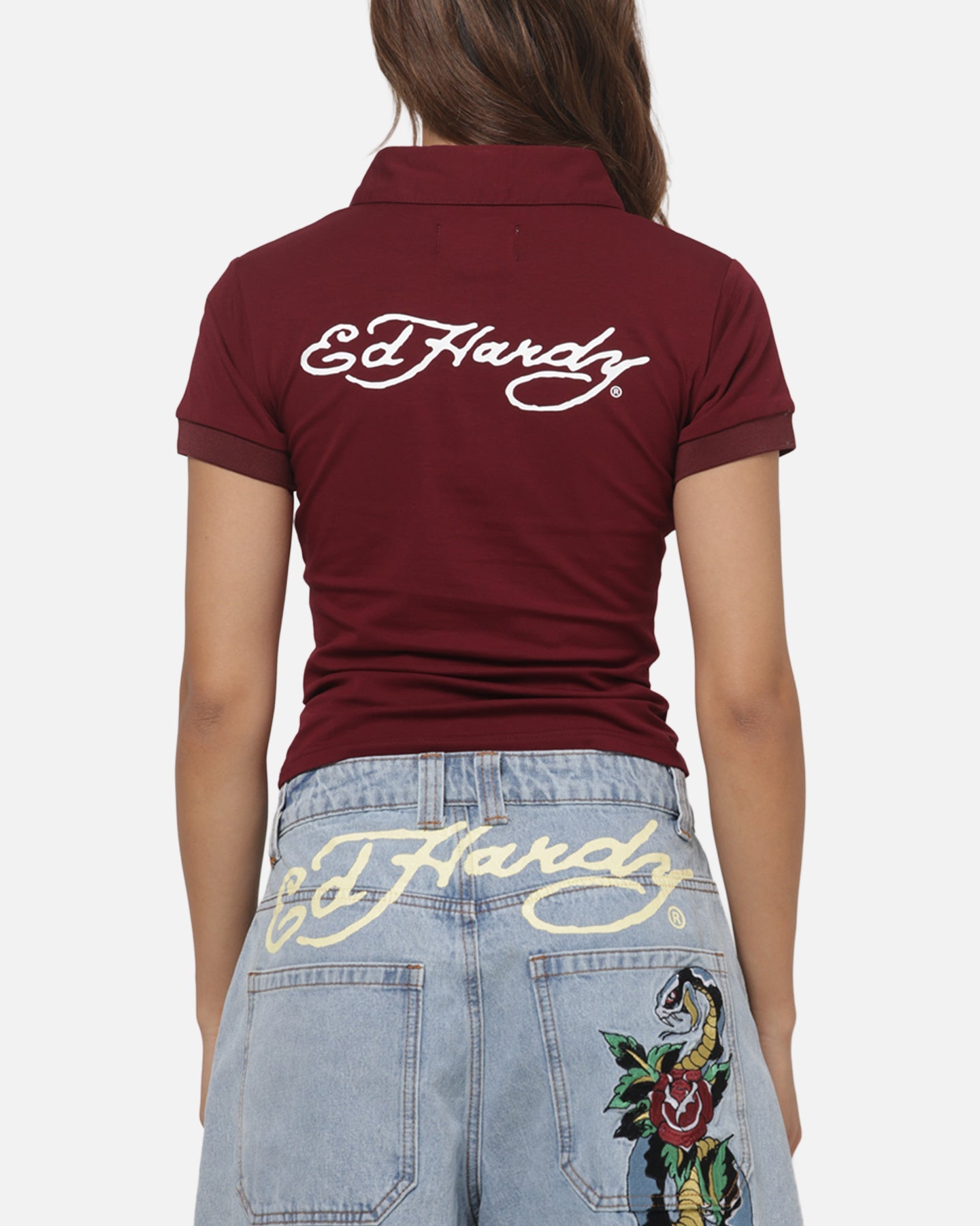 Ed Hardy Women's Polo Top Plum