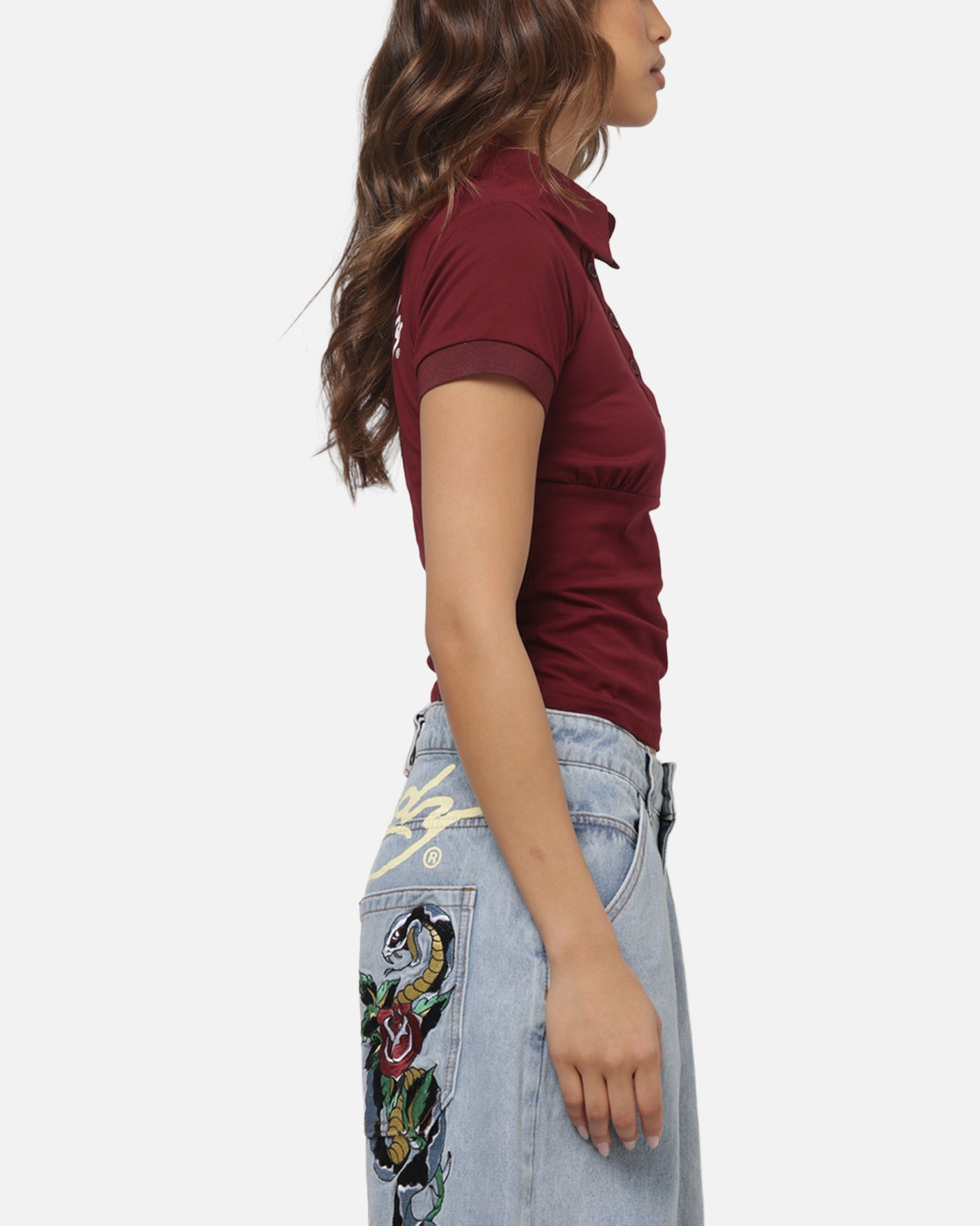 Ed Hardy Women's Polo Top Plum