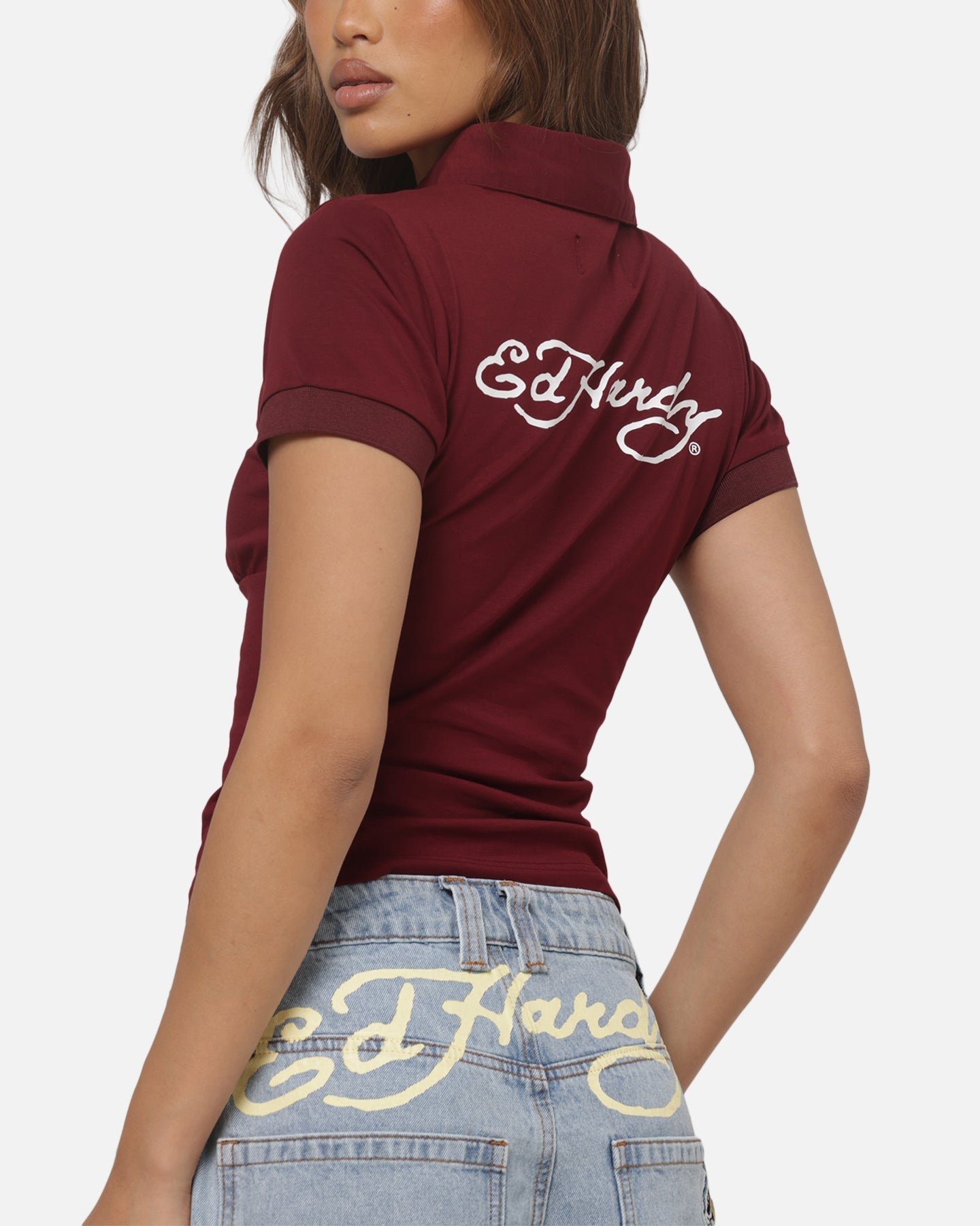 Ed Hardy Women's Polo Top Plum