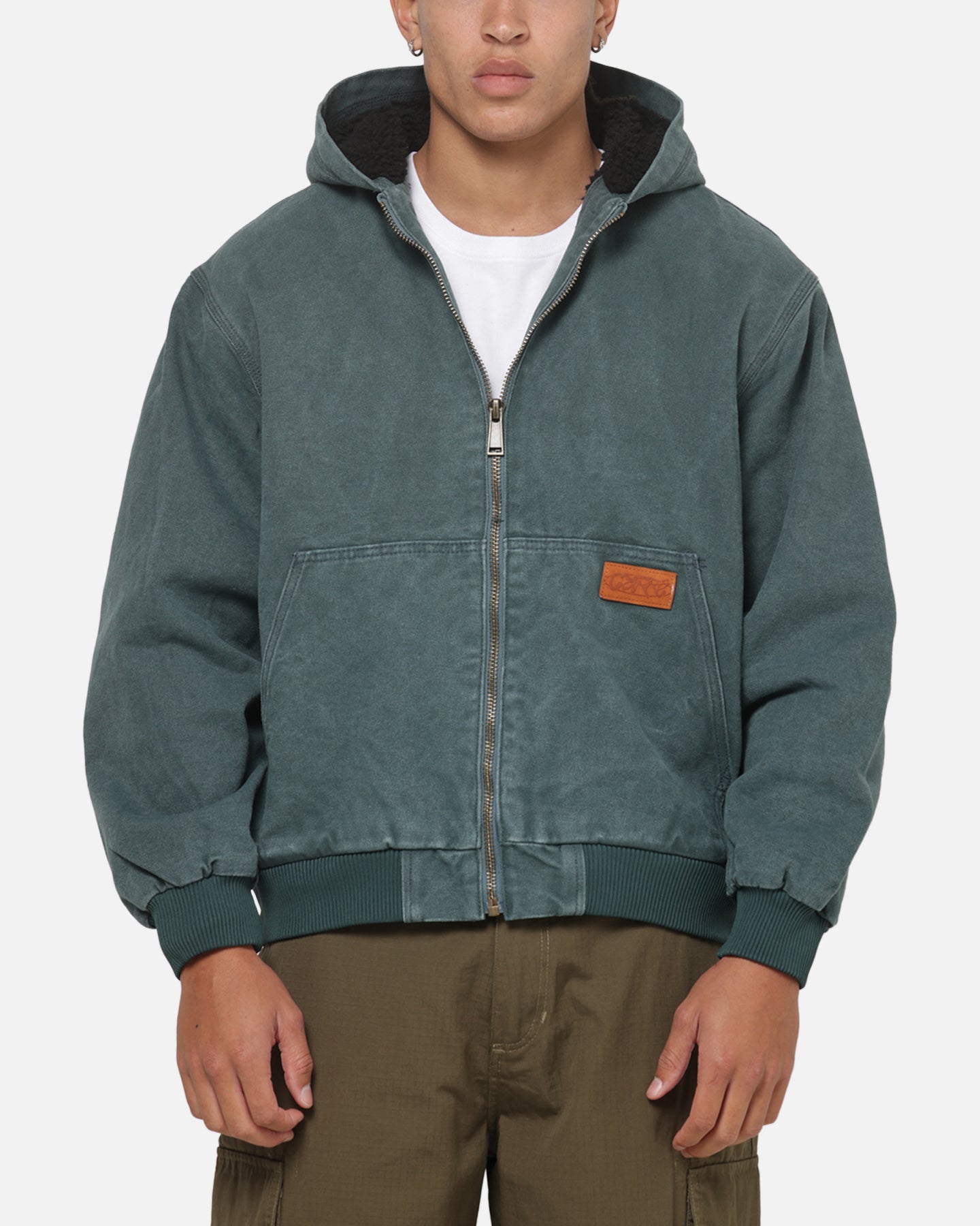 Carre Sherpa Lined Hoodie Forest Green