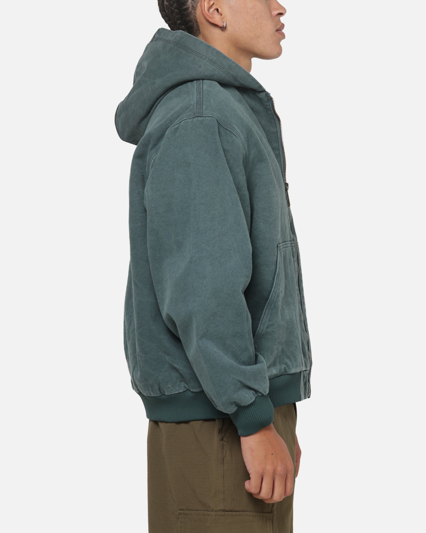 Carre Sherpa Lined Hoodie Forest Green