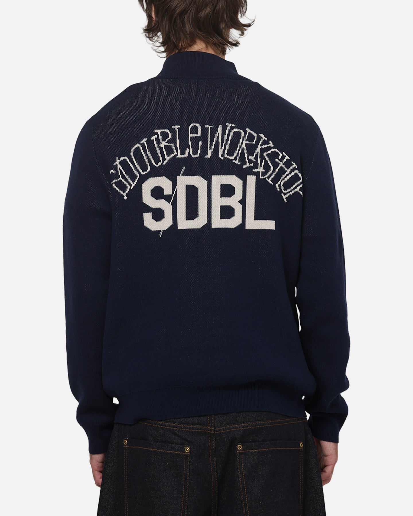 AVILA S Double Team Knit Quarter Zip Crewneck Navy