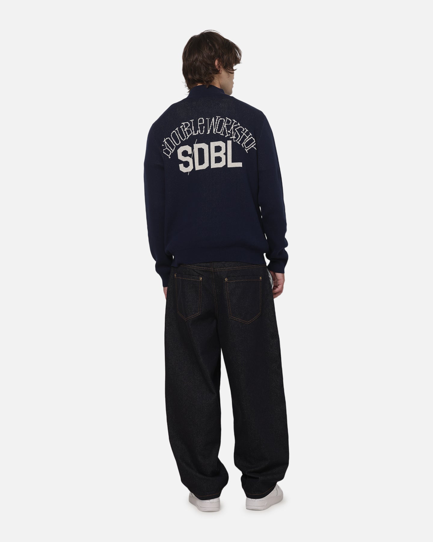 AVILA S Double Team Knit Quarter Zip Crewneck Navy