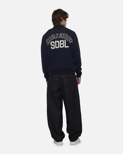 AVILA S Double Team Knit Quarter Zip Crewneck Navy