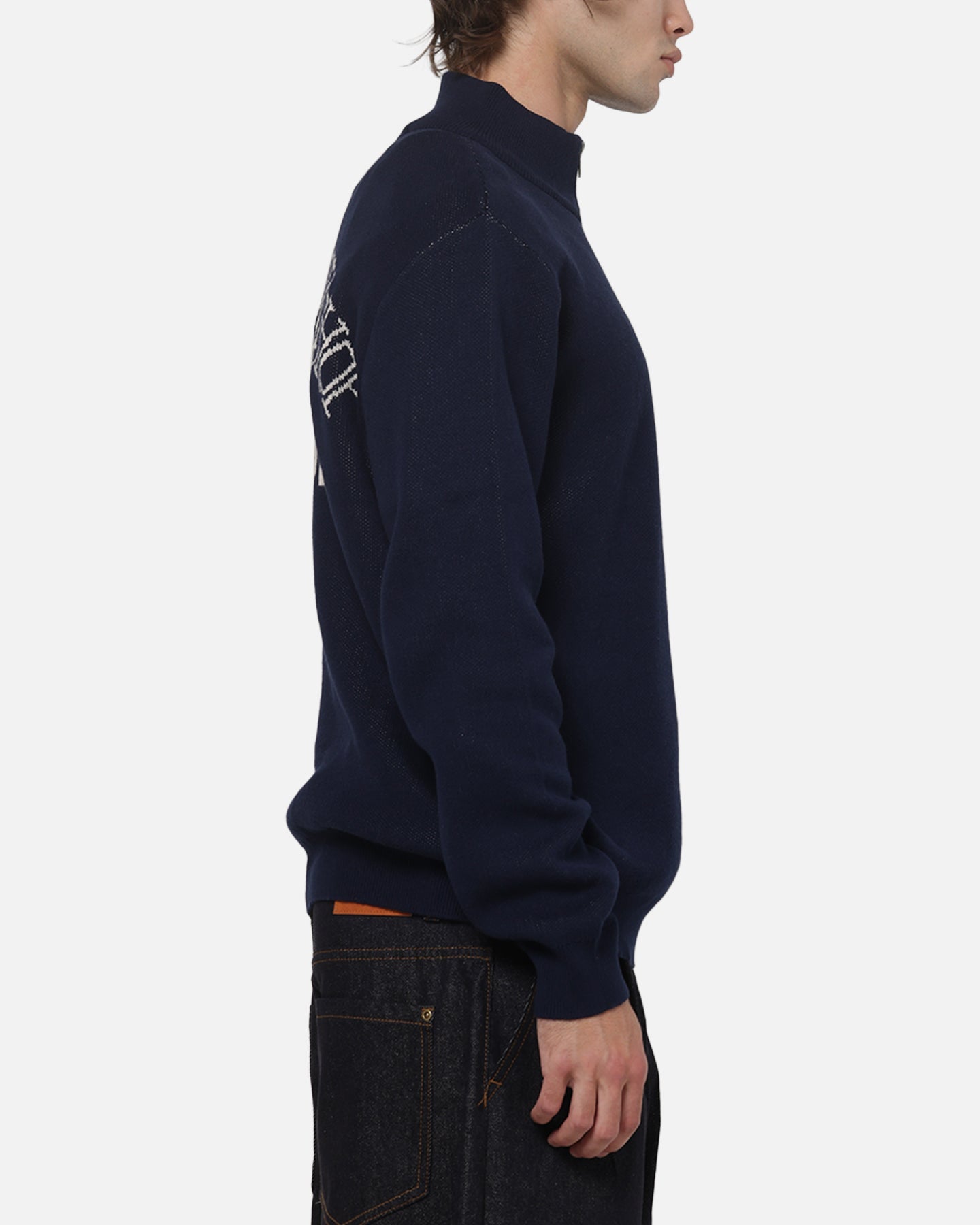 AVILA S Double Team Knit Quarter Zip Crewneck Navy