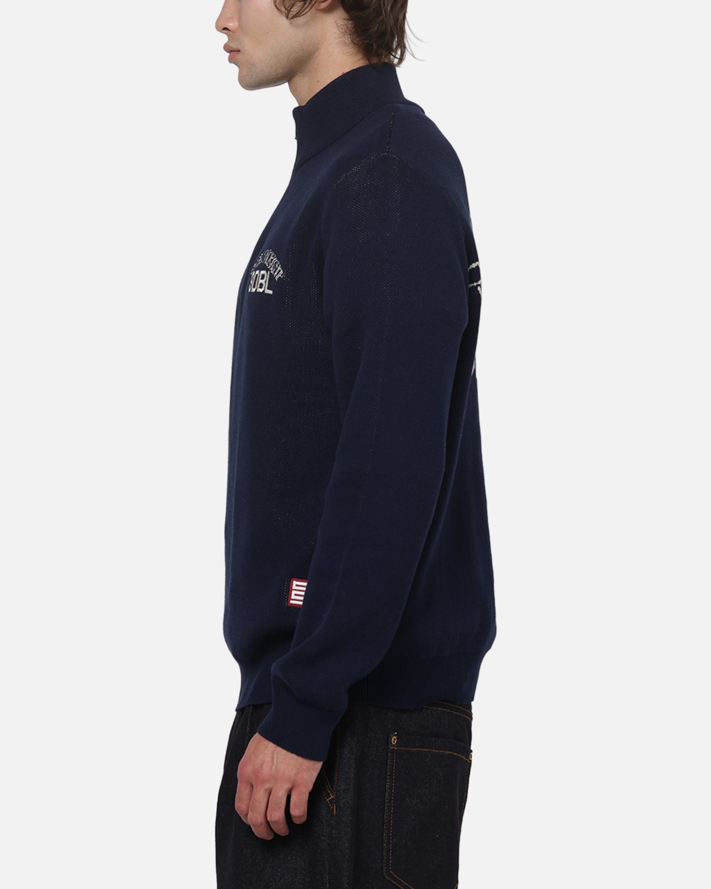AVILA S Double Team Knit Quarter Zip Crewneck Navy