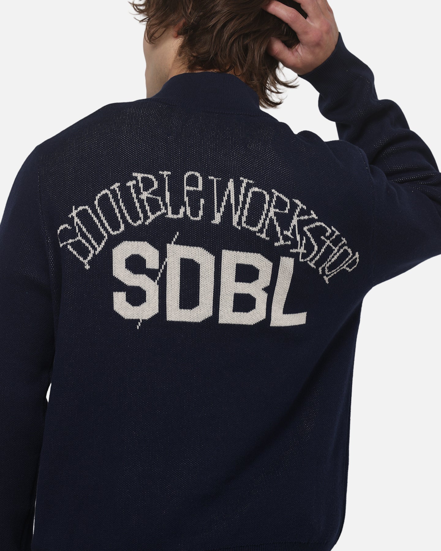 AVILA S Double Team Knit Quarter Zip Crewneck Navy
