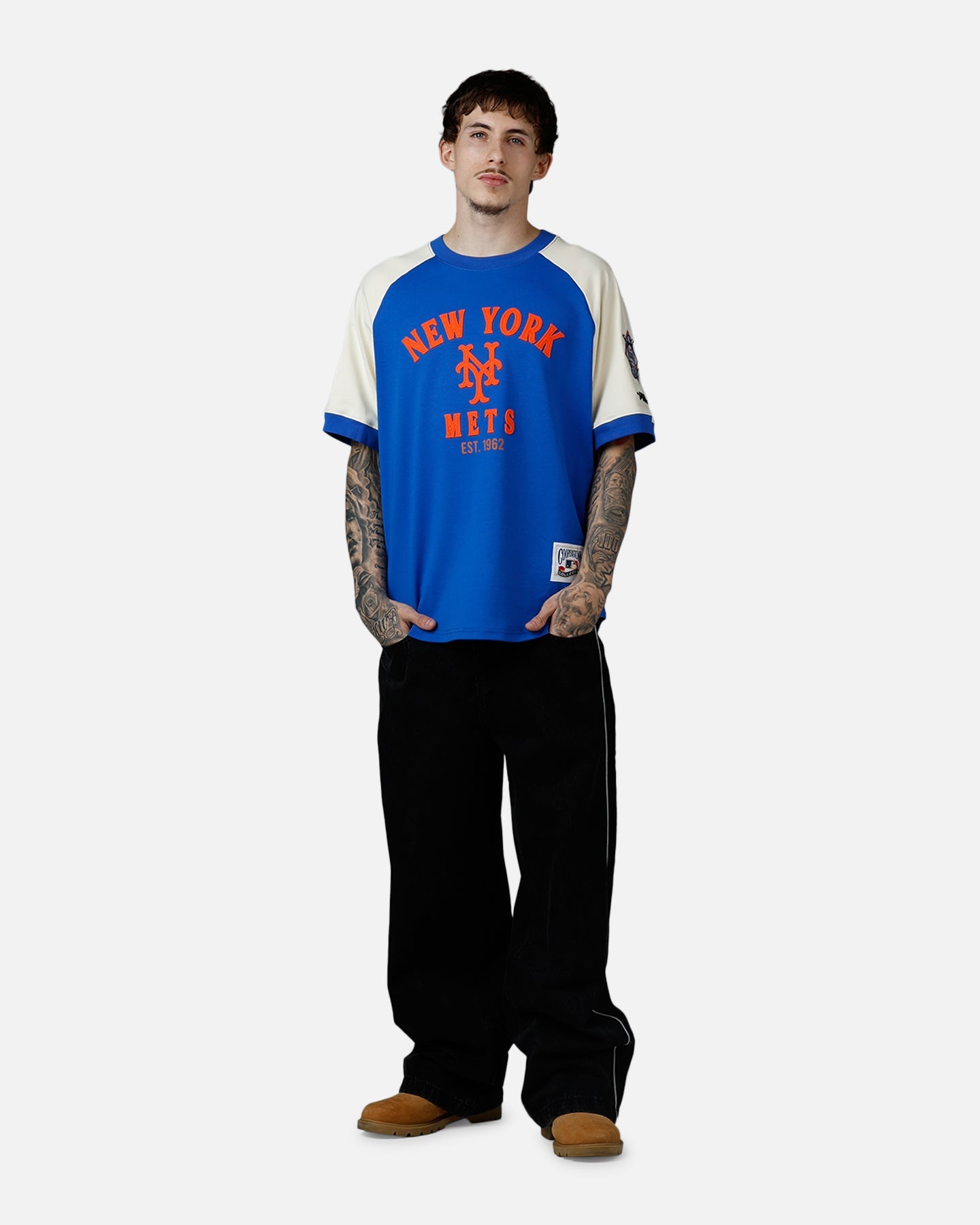 Pro Standard New York Mets Double Knit Raglan T-Shirt Blue