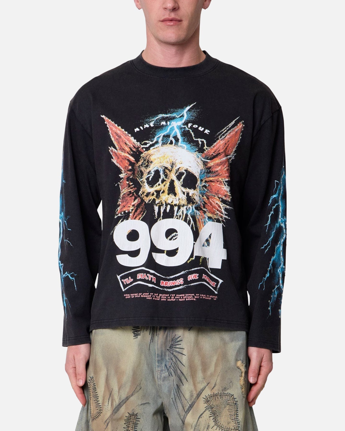 MNML Gem Skull Long Sleeve T-Shirt Black