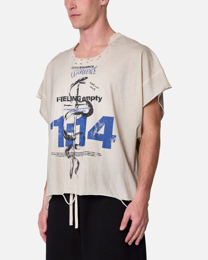 MNML Tattered Cut Off T-Shirt Off White