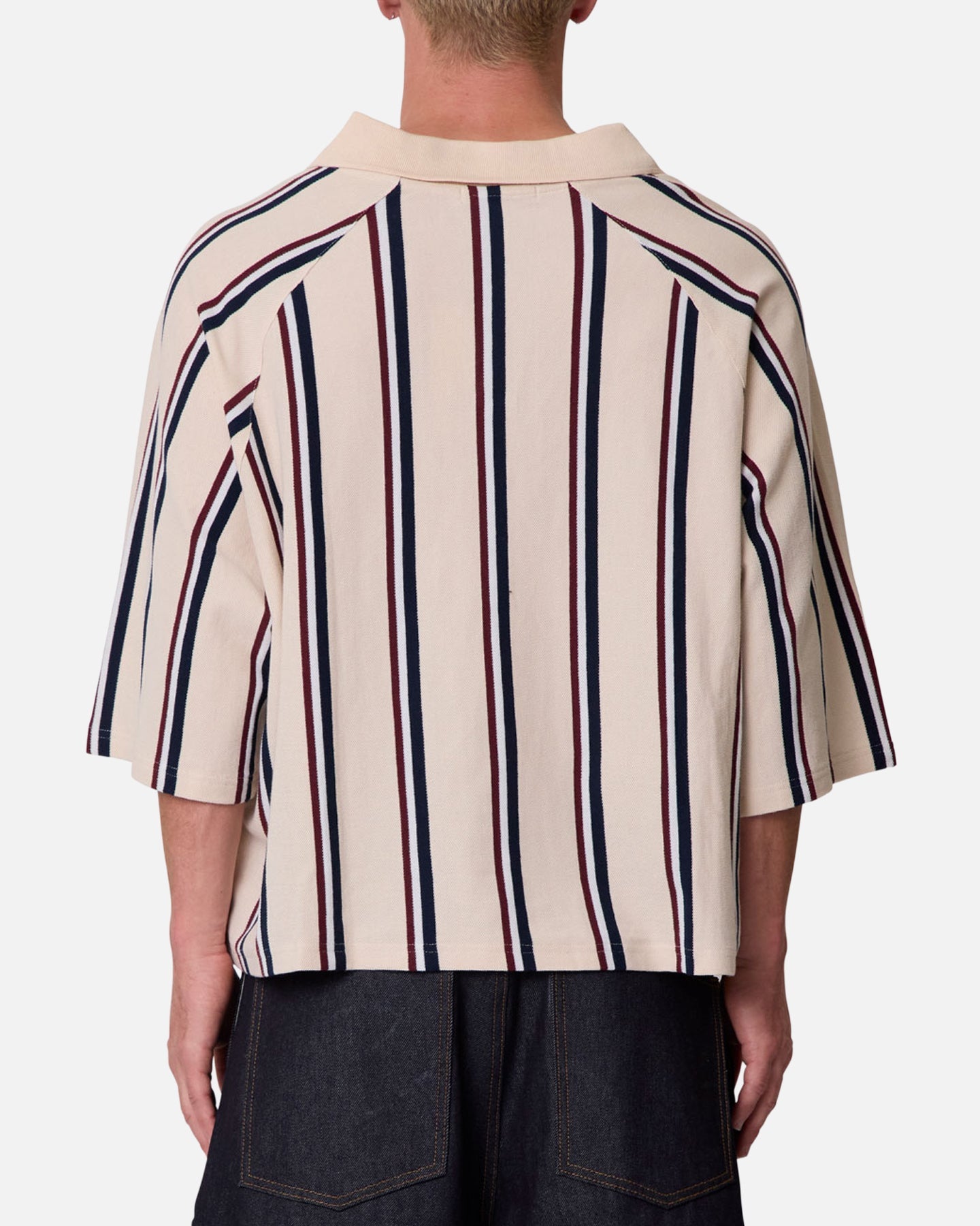 MNML Wide Striped Polo Shirt White/Navy