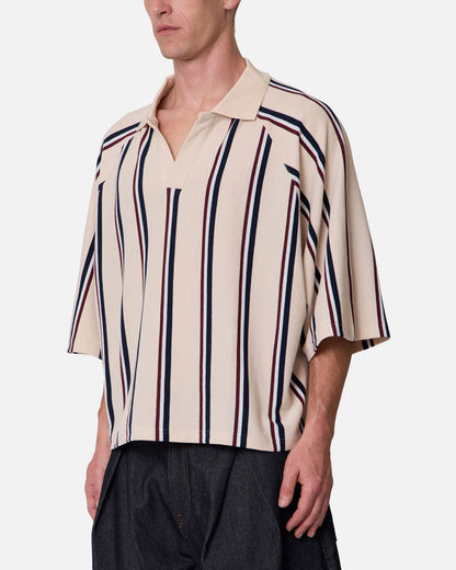 MNML Wide Striped Polo Shirt White/Navy