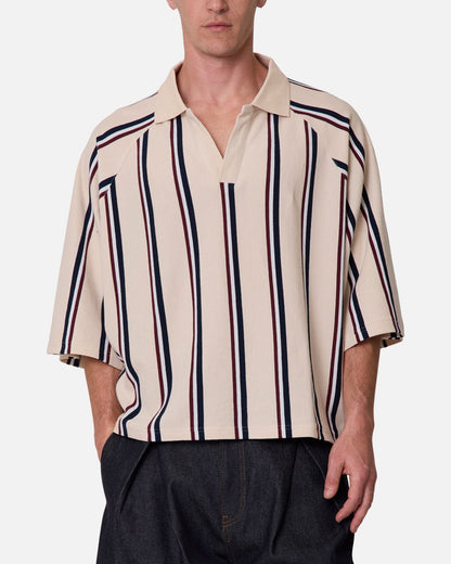 MNML Wide Striped Polo Shirt White/Navy