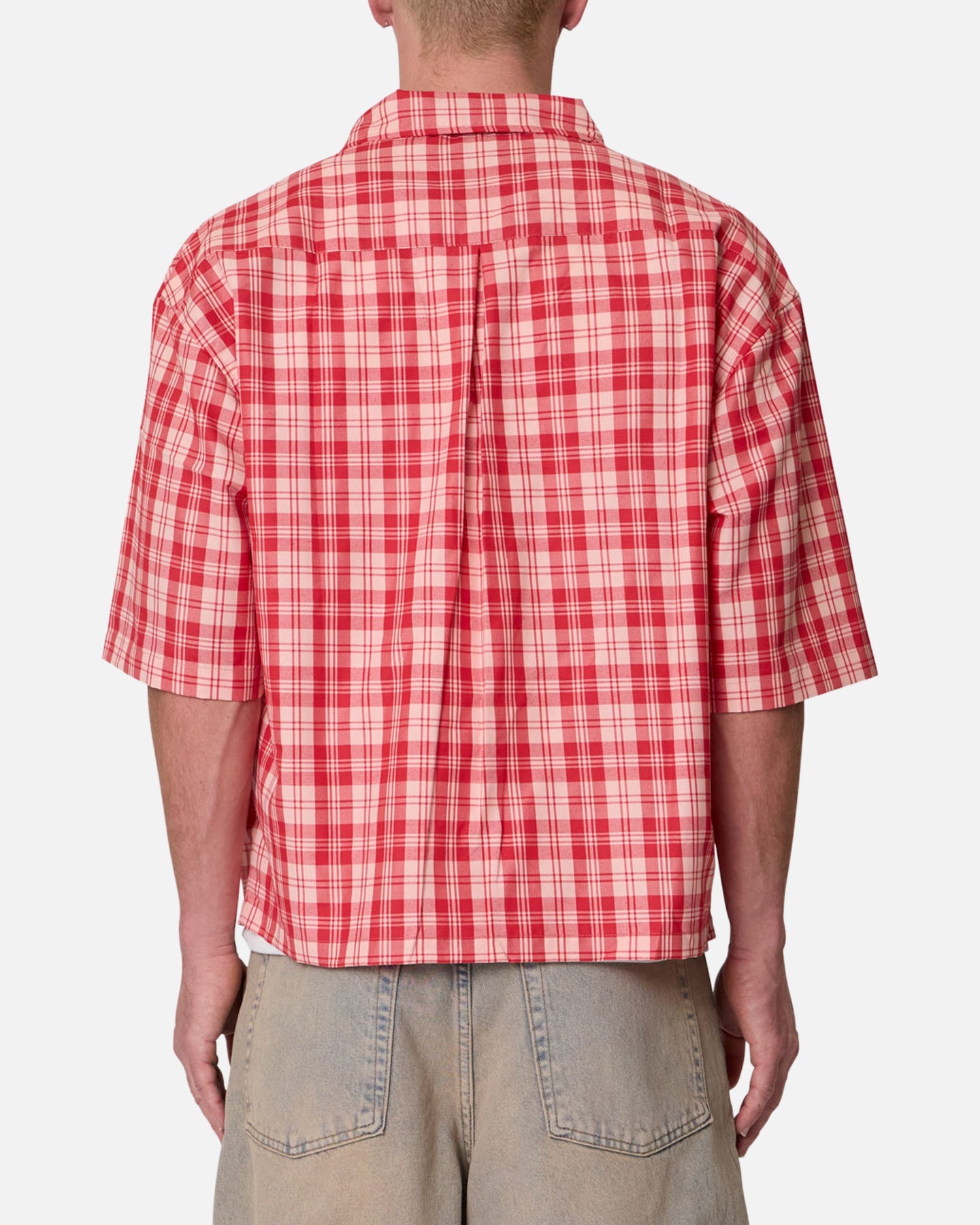 MNML Crop Flannel Short Sleeve Shirt Red