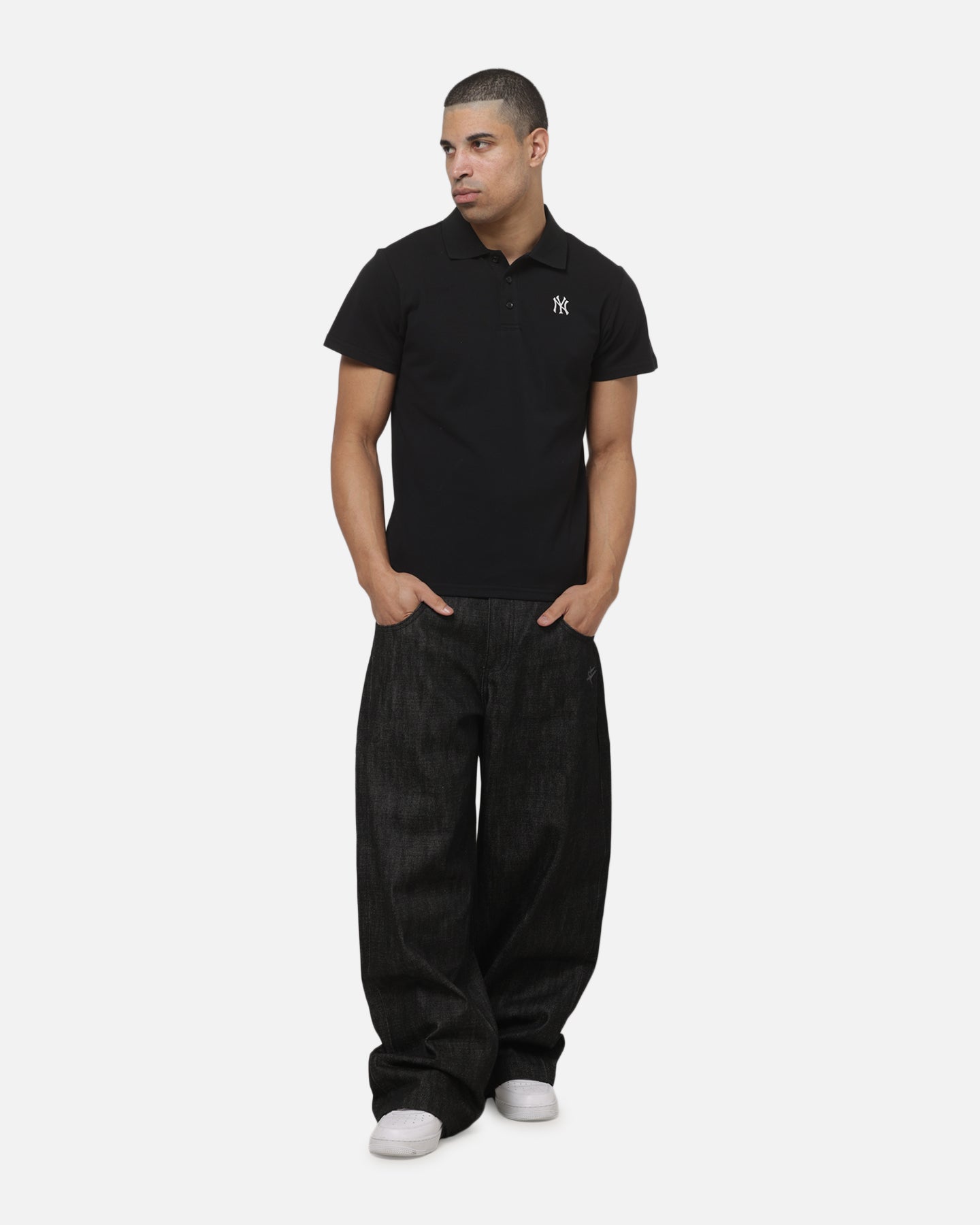 Majestic Athletic New York Yankees Baby Fit Polo T-Shirt Black