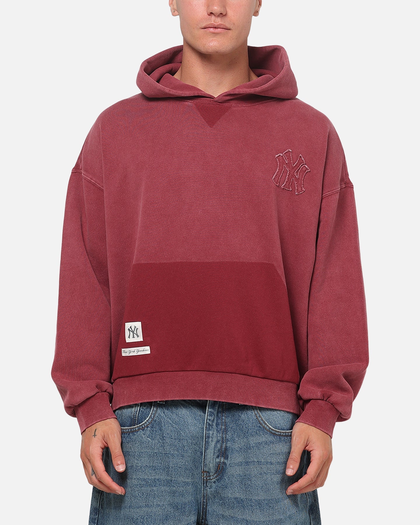 Majestic Athletic New York Yankees MLB Ghost Fade Box Hoodie Sour Cherry