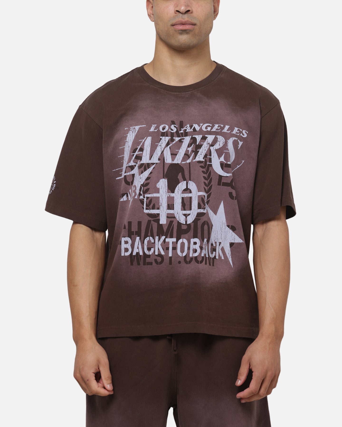 Mitchell & Ness Los Angeles Lakers Overprint T-Shirt Dark Oak