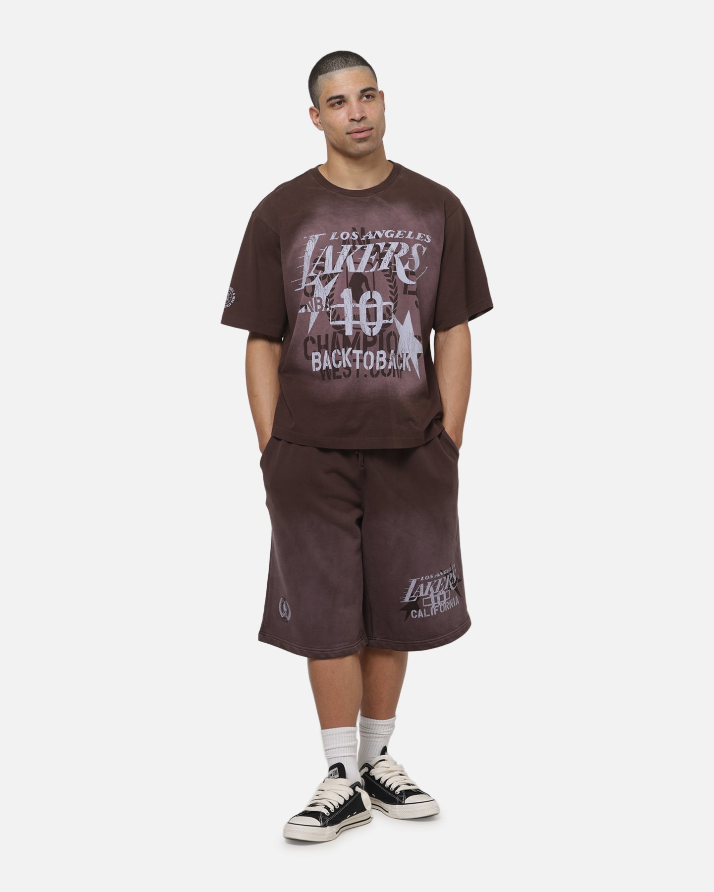 Mitchell & Ness Los Angeles Lakers Overprint T-Shirt Dark Oak