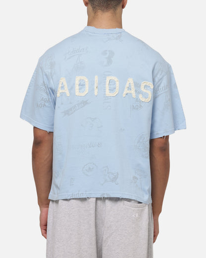 Adidas Vintage All Over Print T-Shirt Light Blue
