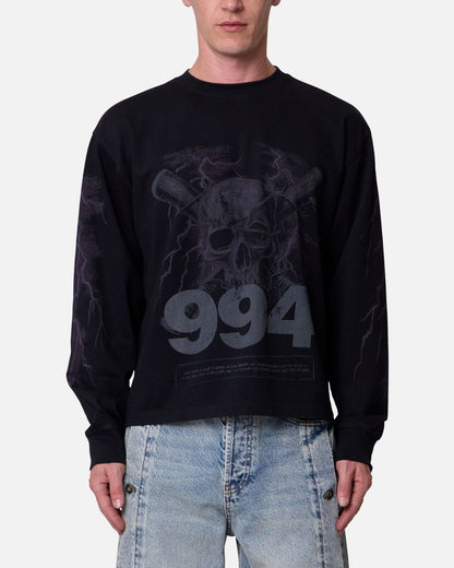 MNML Crossbone Gemmed Long Sleeve T-Shirt Washed Black