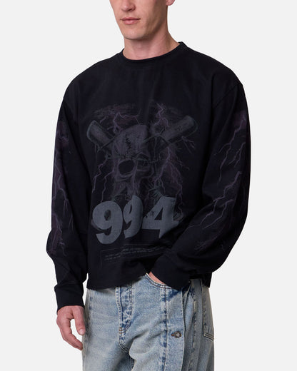 MNML Crossbone Gemmed Long Sleeve T-Shirt Washed Black