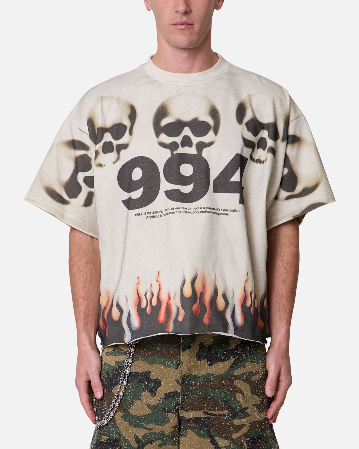 MNML Flame Skull T-Shirt Off White