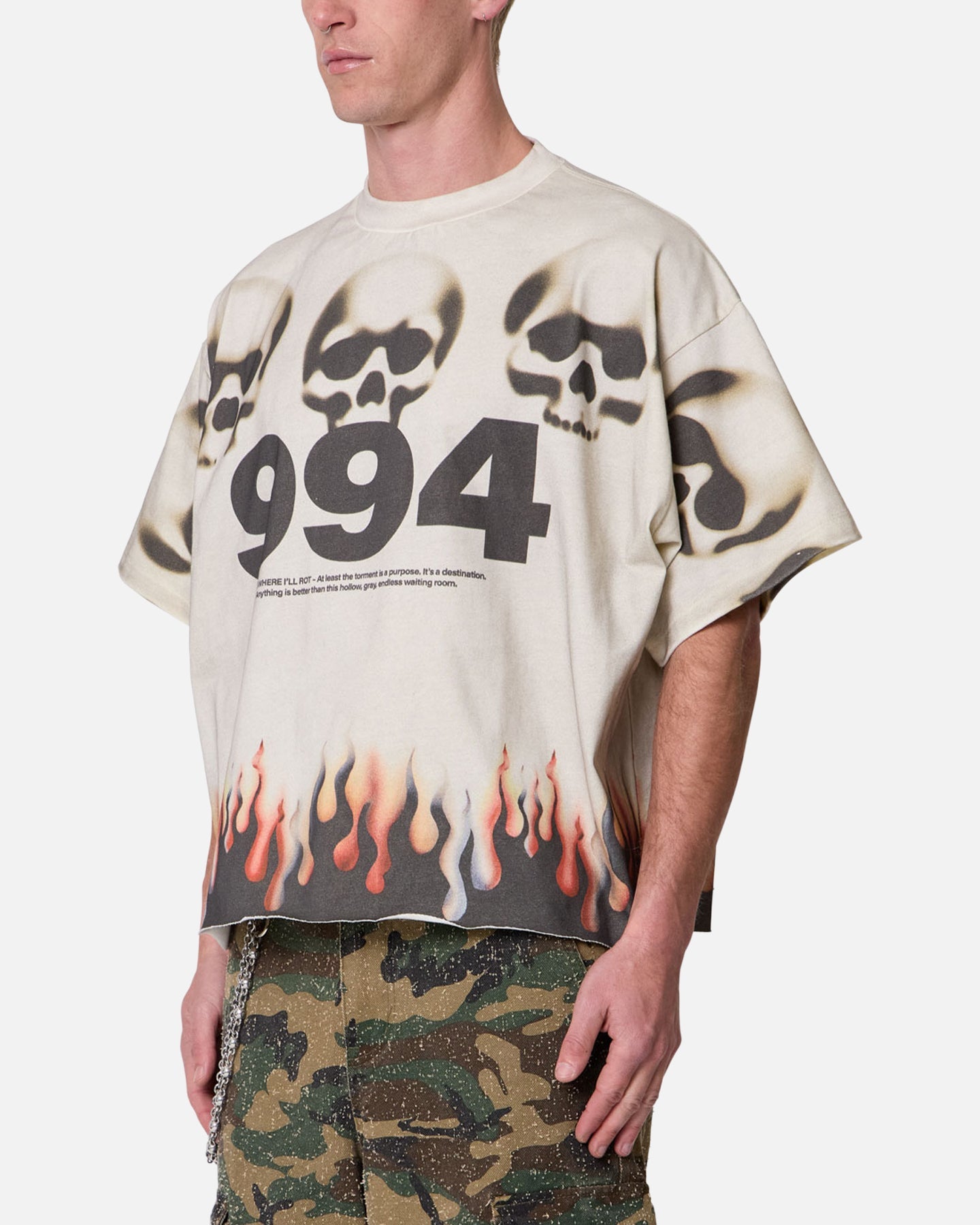 MNML Flame Skull T-Shirt Off White