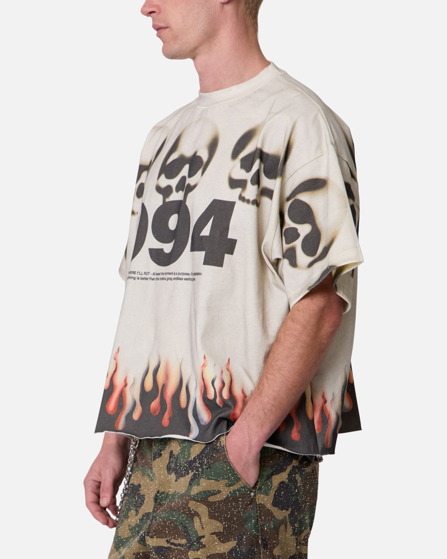 MNML Flame Skull T-Shirt Off White