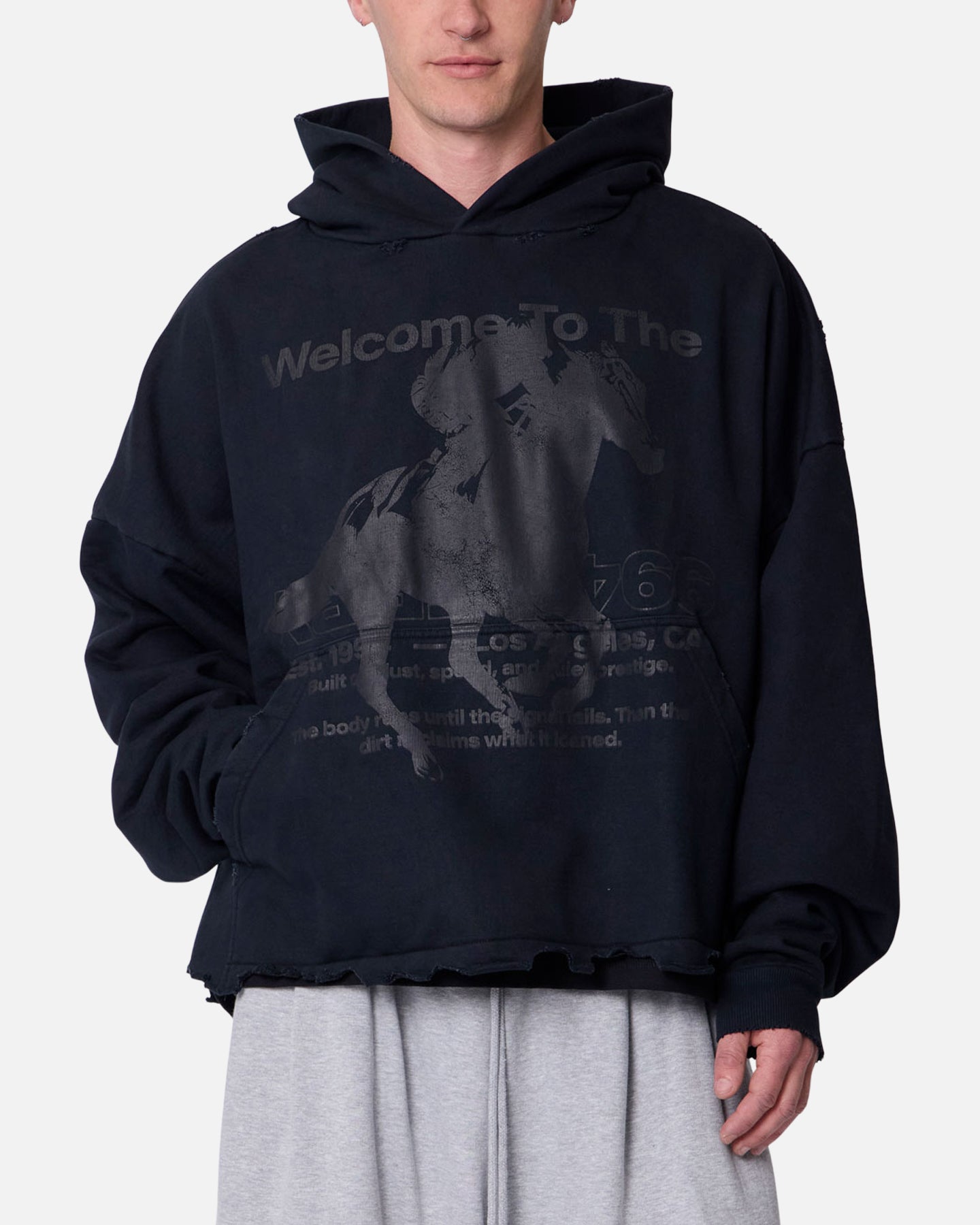 MNML Moth Eatten Hoodie Black