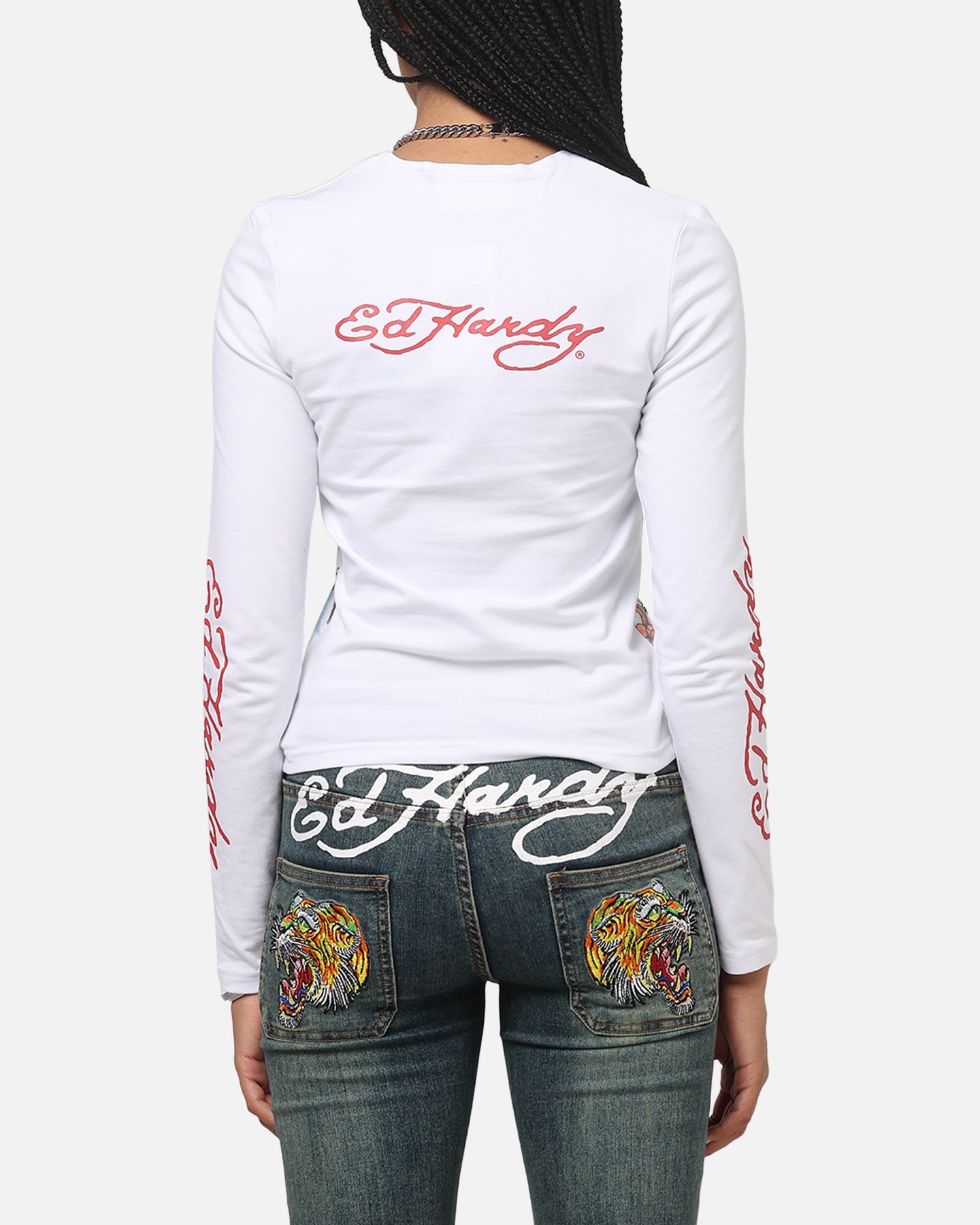 Ed Hardy Women's Koi Long Sleeve T-Shirt White