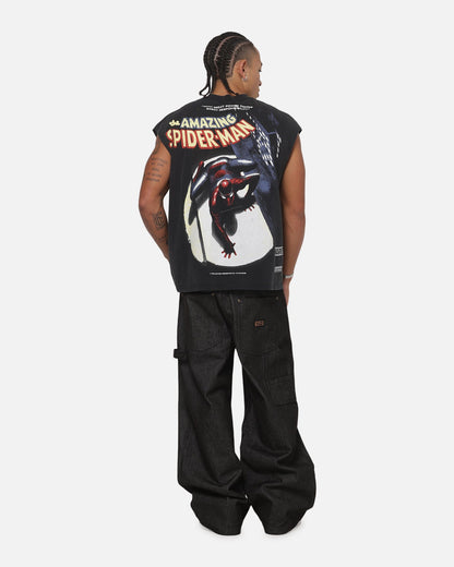 73Studio Marvel Spotlight Muscle T-Shirt Black Acidwash