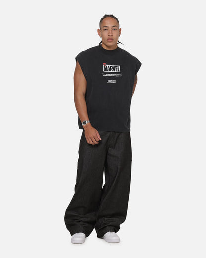 73Studio Marvel Spotlight Muscle T-Shirt Black Acidwash