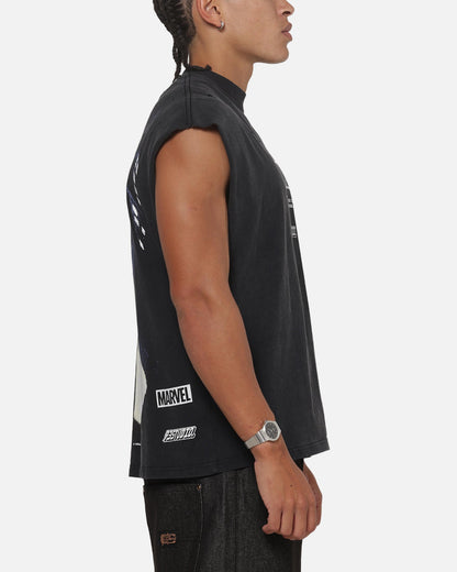73Studio Marvel Spotlight Muscle T-Shirt Black Acidwash