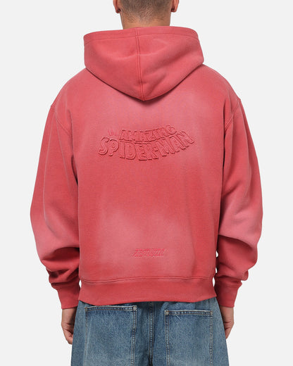73Studio Marvel Spider-Man Battle Torn Zip Hoodie Washed Red