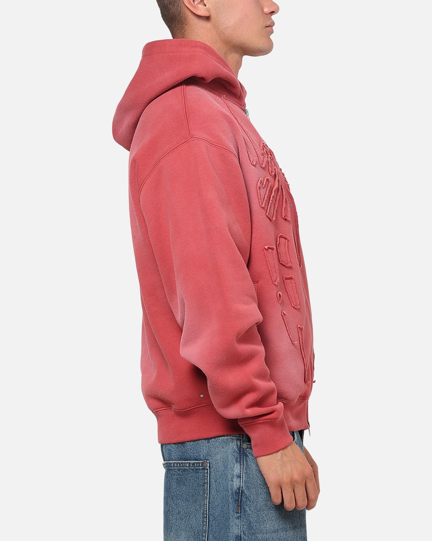 73Studio Marvel Spider-Man Battle Torn Zip Hoodie Washed Red