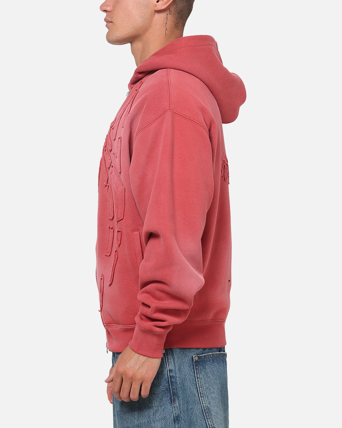 73Studio Marvel Spider-Man Battle Torn Zip Hoodie Washed Red