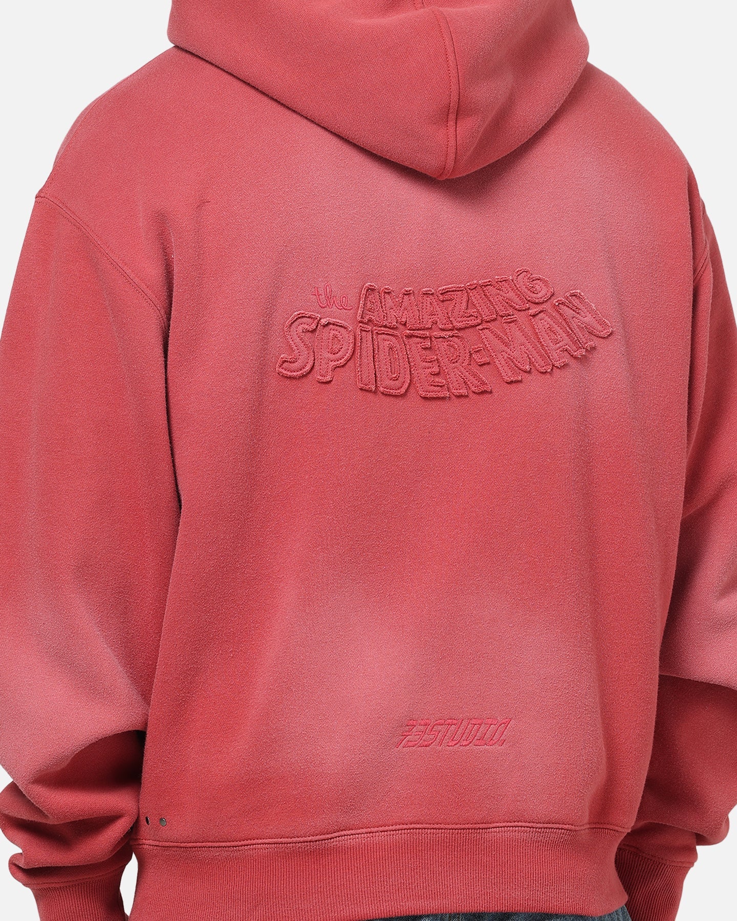 73Studio Marvel Spider-Man Battle Torn Zip Hoodie Washed Red