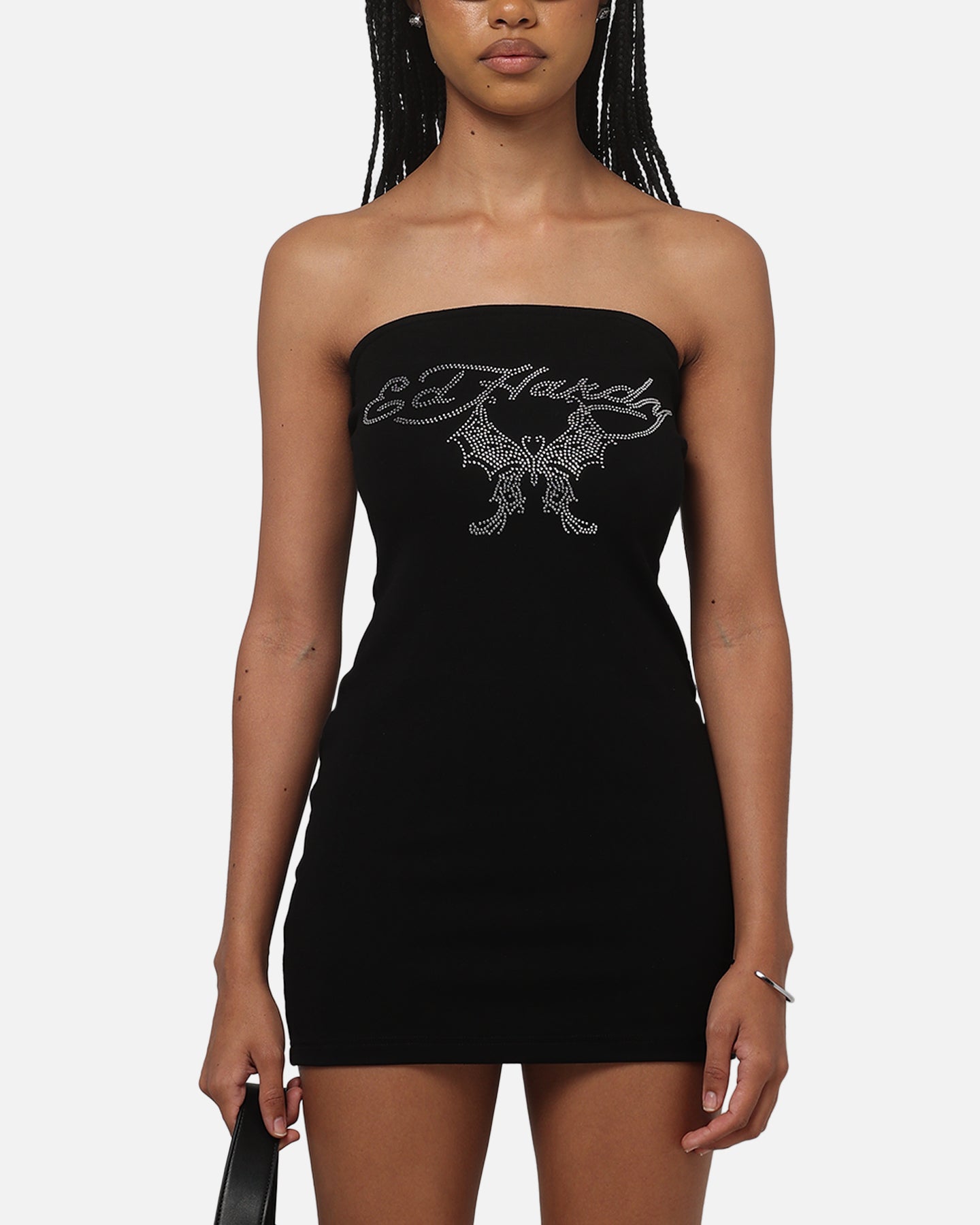 Ed Hardy Women's Butterfly Strapless Dress Black