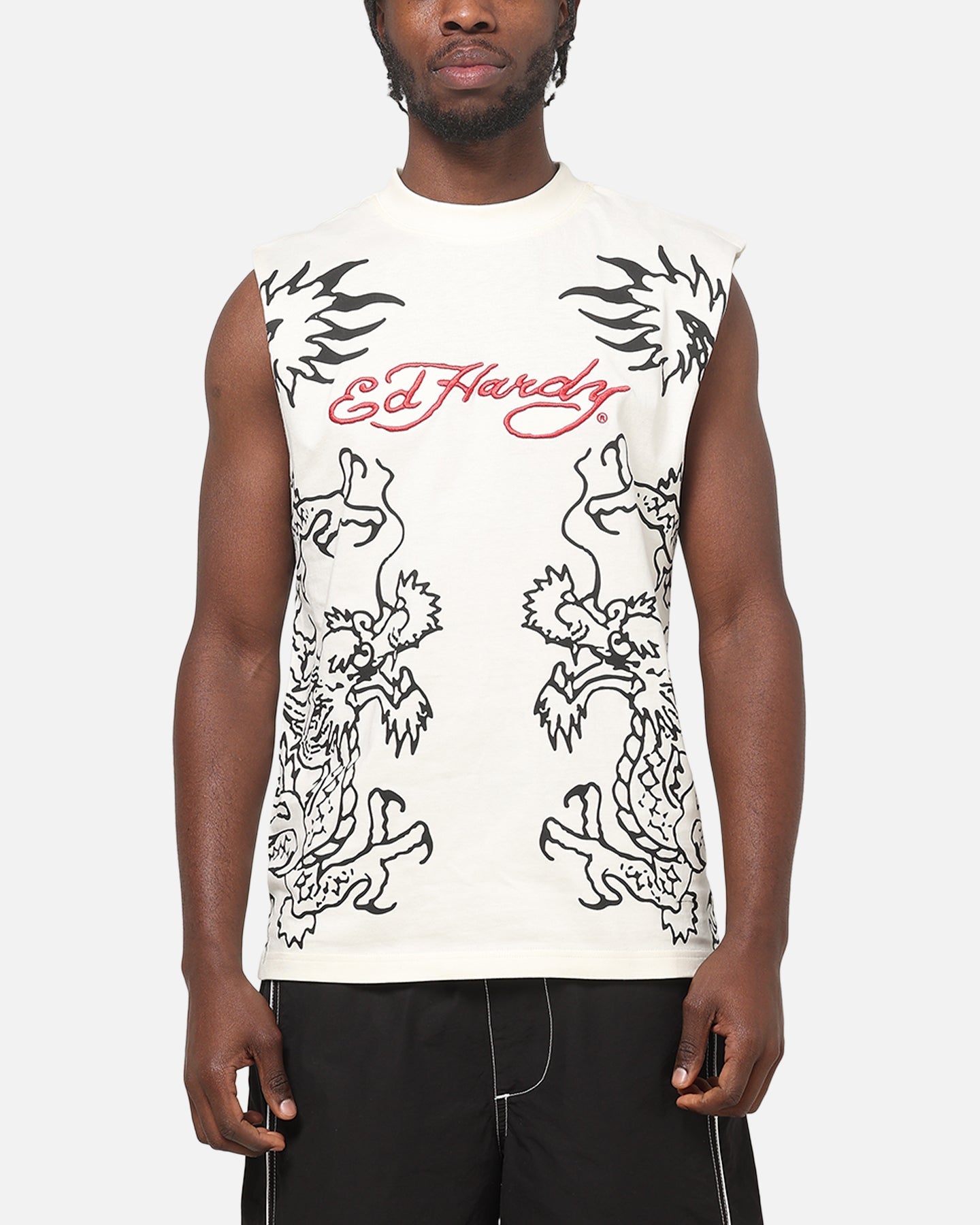 Ed Hardy Dragon Muscle T-Shirt Off White